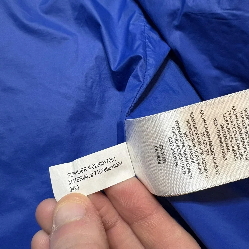 Polo Ralph Lauren Jacket Mens Large Blue Windbreaker Zip‎ Pockets Lightweight
